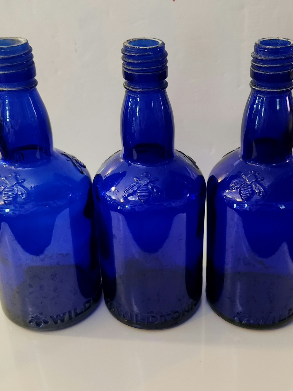 Wild Tonic Cobalt Blue Glass Bottles - Set of 3 - "BEE BOTTLES"